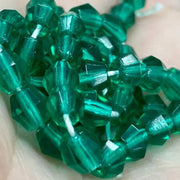 50 Vintage Green Emerald Czech Bicone Glass Beads - Sea Beads