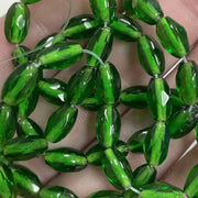 50 Vintage Green Faceted Oval Glass Beads - Sea Beads