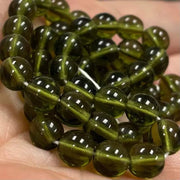 50 Vintage Green Olivine Dark Czech Round Glass Beads - Sea Beads
