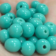 50 Vintage Green Turquoise Japan Round Glass Beads - Sea Beads