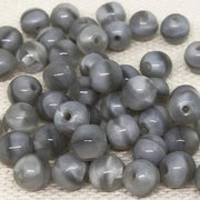 50 Vintage Grey Givre Czech Glass Beads - Sea Beads