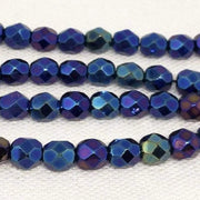 50 Vintage Iris Blue Czech Faceted Glass Beads - Sea Beads