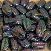 50 Vintage Iris Metallic Czech Oval Glass Beads Glass Beads - Sea Beads