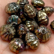 50 Vintage Iris Metallic Melon Glass Beads - Sea Beads