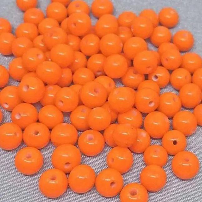 50 Vintage Orange Japan Round Glass Beads - Sea Beads