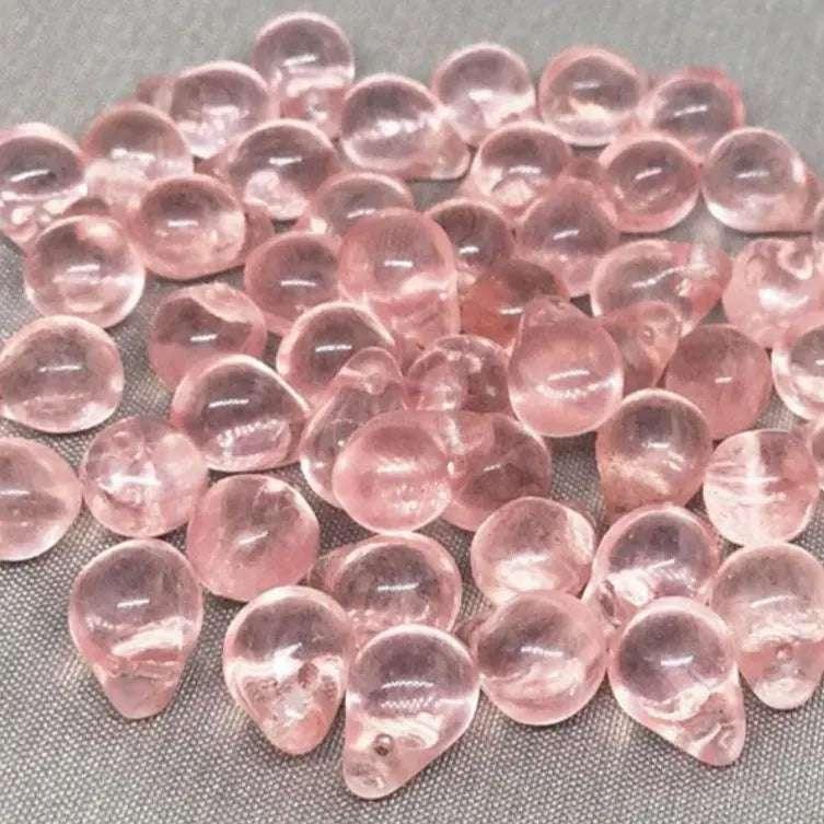 50 Vintage Pink Czech Briolette Glass Beads - Sea Beads