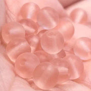 50 Vintage Pink Czech Round Matte Glass Beads - Sea Beads