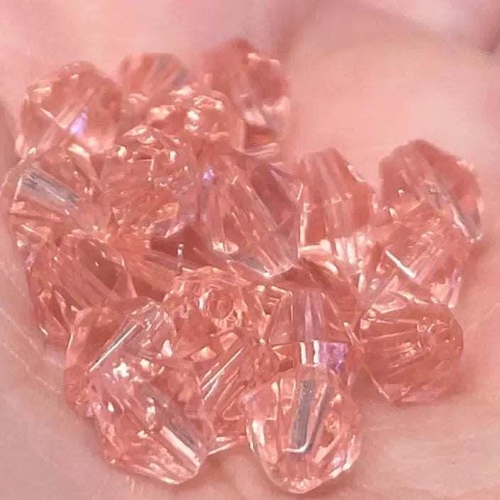 50 Vintage Pink Faceted Bicone Glass Beads - Sea Beads