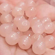 50 Vintage Pink Japan Opal Round Glass Beads - Sea Beads