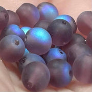 50 Vintage Purple Amethyst AB Czech Matte Round Glass Beads - Sea Beads