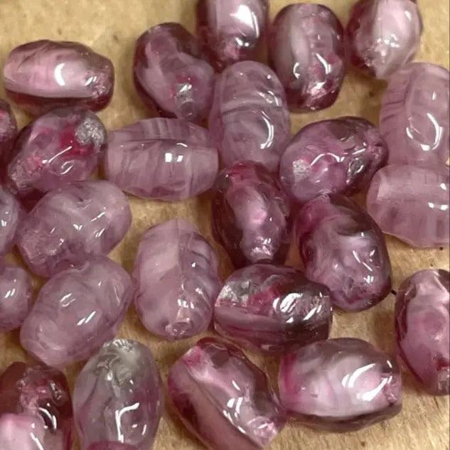50 Vintage Purple Amethyst Czech Dimpled Glass Beads - Sea Beads