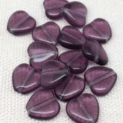 50 Vintage Purple Czech Heart Glass Beads - Sea Beads