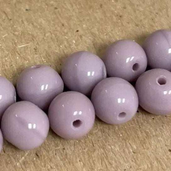 50 Vintage Purple Mauve Czech Round Glass Beads - Sea Beads