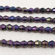 50 Vintage Purple Metallic Czech Faceted Bicone Glass Beads - Sea Beads