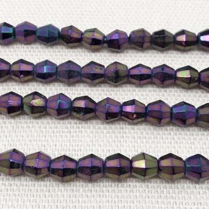 50 Vintage Purple Metallic Czech Faceted Bicone Glass Beads - Sea Beads