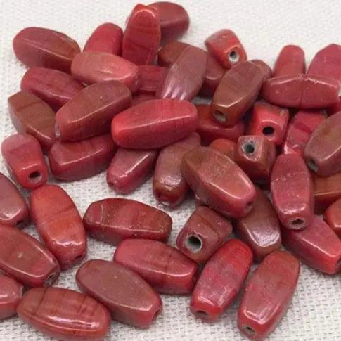 50 Vintage Red Brown Oval Glass Beads - Sea Beads