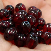 50 Vintage Red Garnet Round Glass Beads - Sea Beads