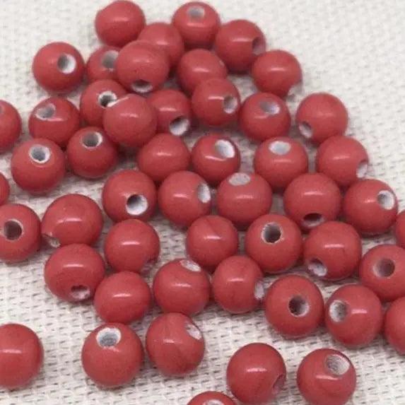 50 Vintage Red Mauve Japan Round Glass Beads - Sea Beads