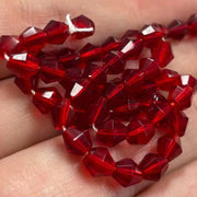 50 Vintage Red Siam Bicone Glass Beads - Sea Beads