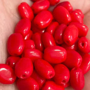 50 Vintage Red Small Flat Oval Glass Beads - Sea Beads