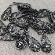 50 Vintage Silver Antique Plated Filigree Charms - Sea Beads