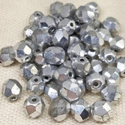 50 Vintage Silver Czech Faceted Glass Beads - Sea Beads