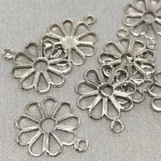 50 Vintage Silver Plated Daisy Metal Charms - Sea Beads