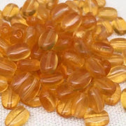 50 Vintage Topaz Czech Flat Oval Glass Beads - Sea Beads