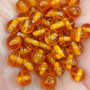 50 Vintage Topaz Japan Striped Round Glass Beads - Sea Beads