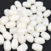 50 Vintage White Czech Opal Oval Glass Beads - Sea Beads