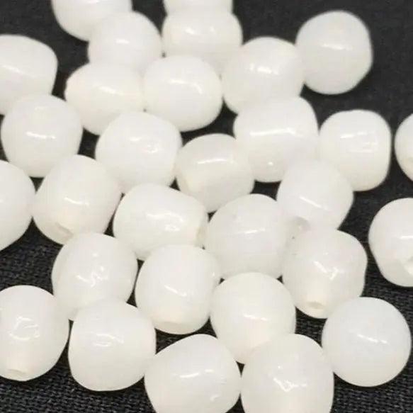 50 Vintage White Japan Opal Cherry Brand Glass Beads - Sea Beads