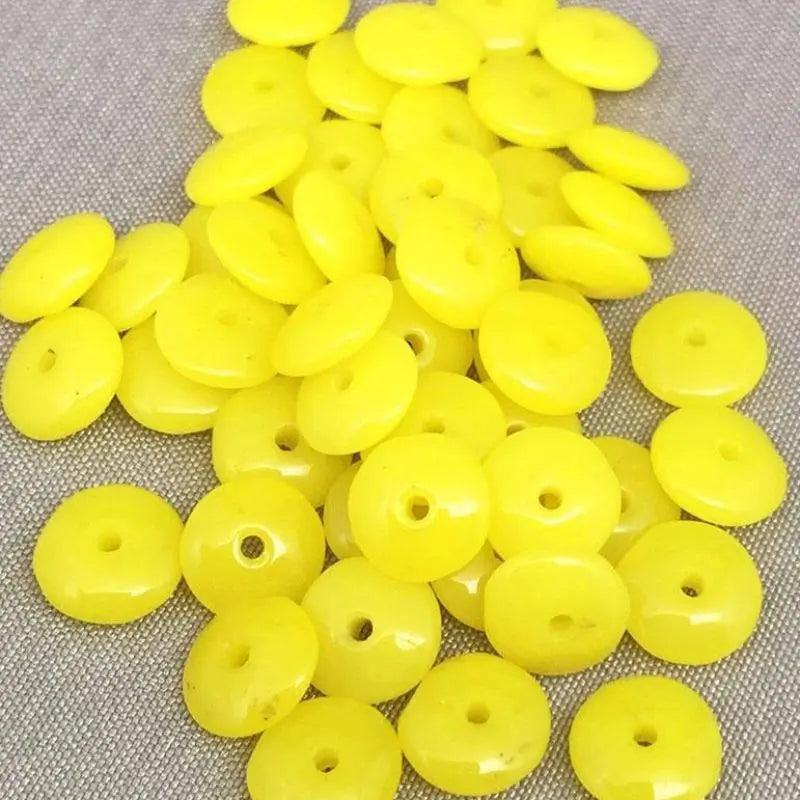 50 Vintage Yellow Czech Rondelle Disc Rondelle Glass Beads - Sea Beads