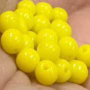 50 Vintage Yellow Czech Round Glass Beads - Sea Beads