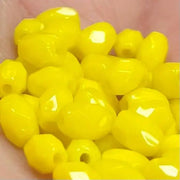 50 Vintage Yellow Fire Polished Oval Glass Beads - Sea Beads