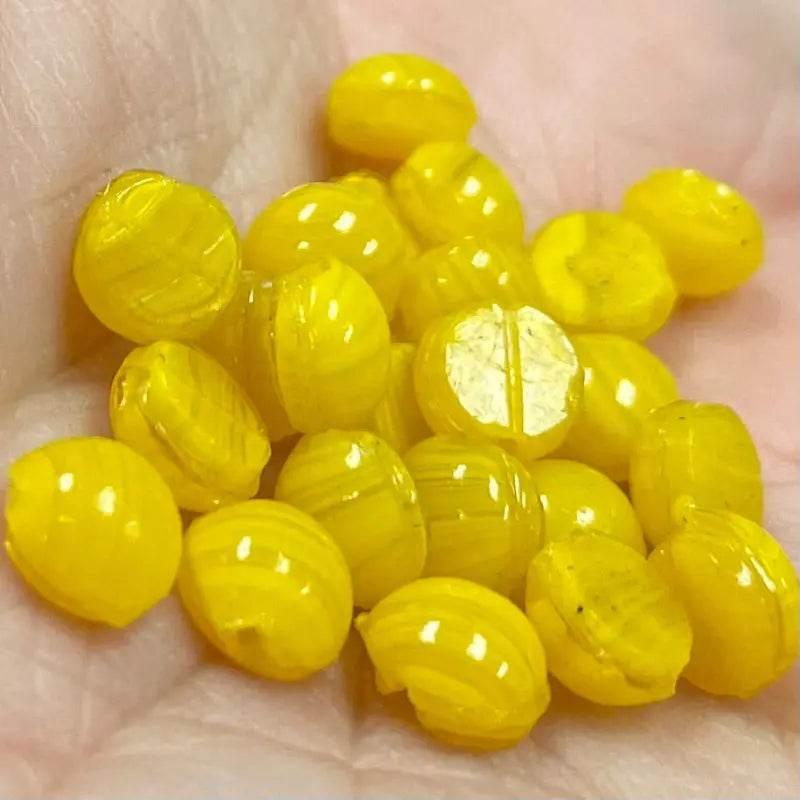 50 Vintage Yellow Nailhead Glass Beads - Sea Beads