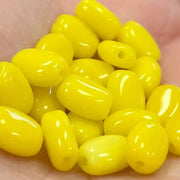50 Vintage Yellow Oval Glass Beads - Sea Beads