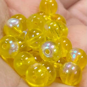 50 Yellow AB Czech Round Glass Beads - Sea Beads