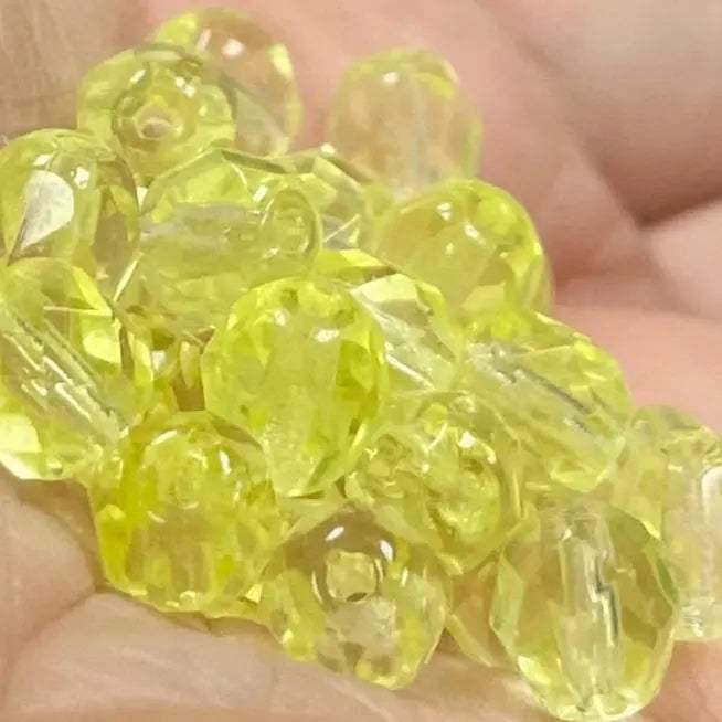 50 Yellow Jonquil Czech Fire Polished Glass Beads - Sea Beads
