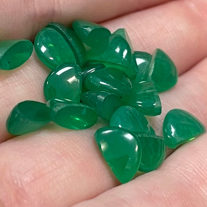 20 Vintage Green Jade Opal Czech High Dome Oval Glass Cabochons