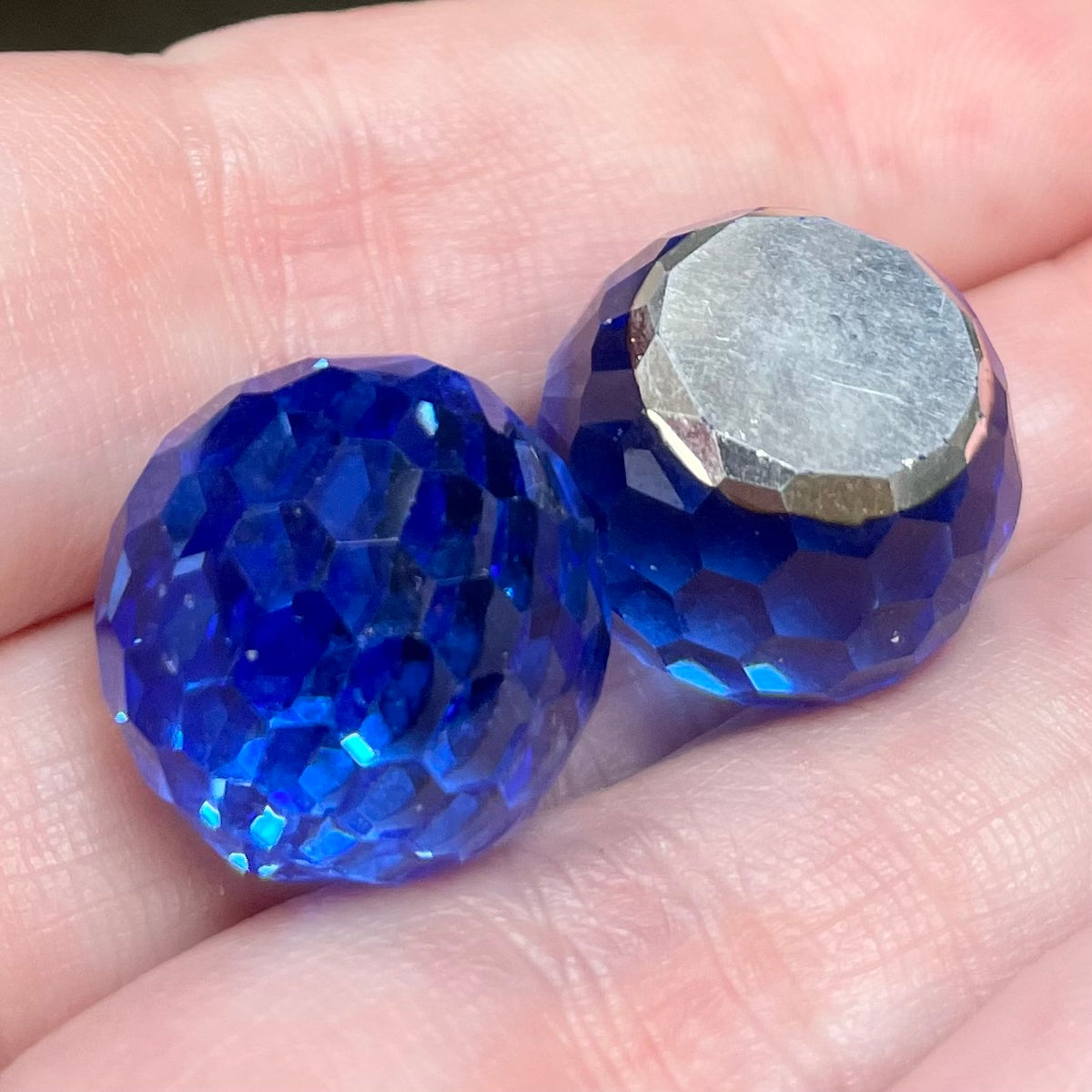 1 Vintage Sapphire Swarovski Crystal Fireball Cabochon Art #4861