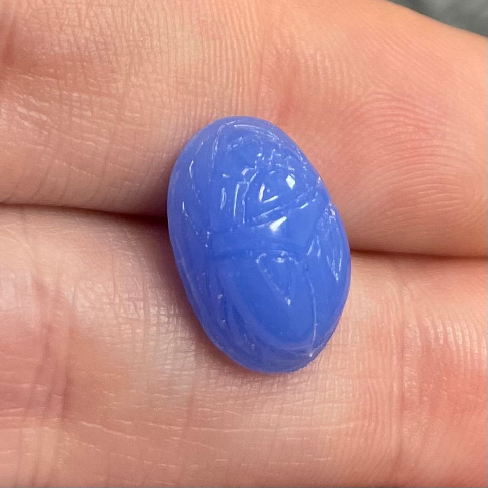 1 Vintage Blue Opal Scarab Oval Glass Cabochon-Two Sided