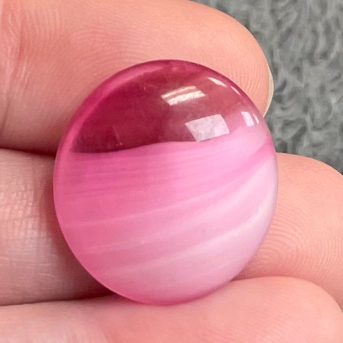 1 Vintage Pink Striped Round Glass Button Front