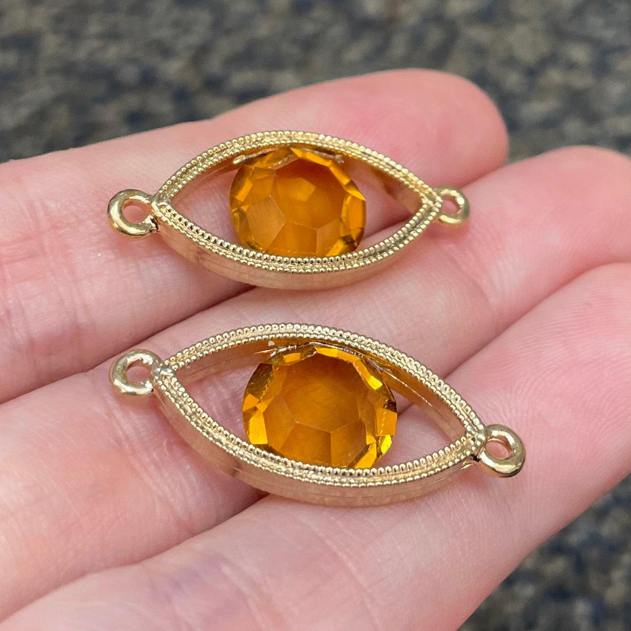 2 RARE Vintage Topaz Swarovski Channel Connectors