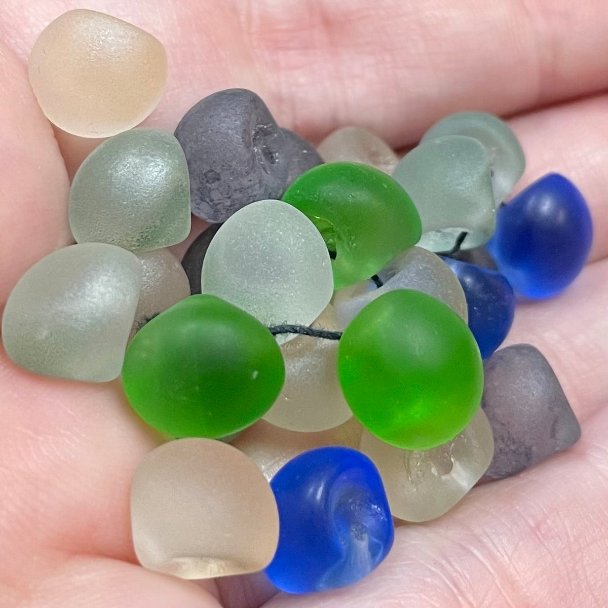 25 Mixed Frosted Czech Mushroom Button Glass Beads