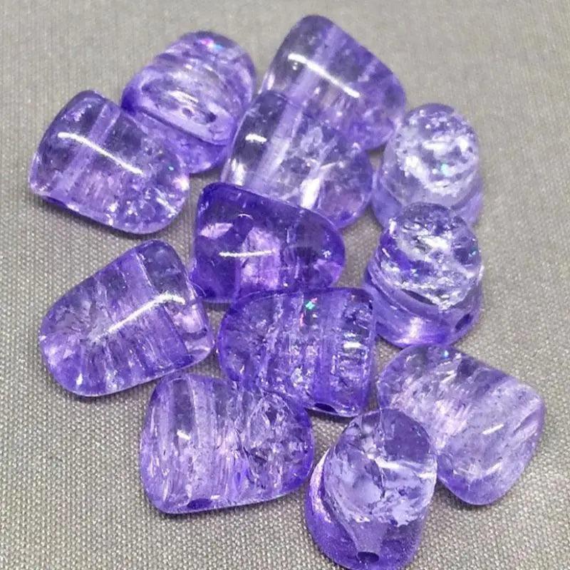 6 Alexandrite Crackle Czech Gumdrop Glass Beads - Sea Beads
