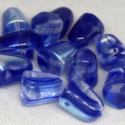 6 Blue AB Czech Gumdrop Glass Beads - Sea Beads