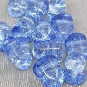 6 Blue Crackled Czech Gumdrop Glass Beads - Sea Beads