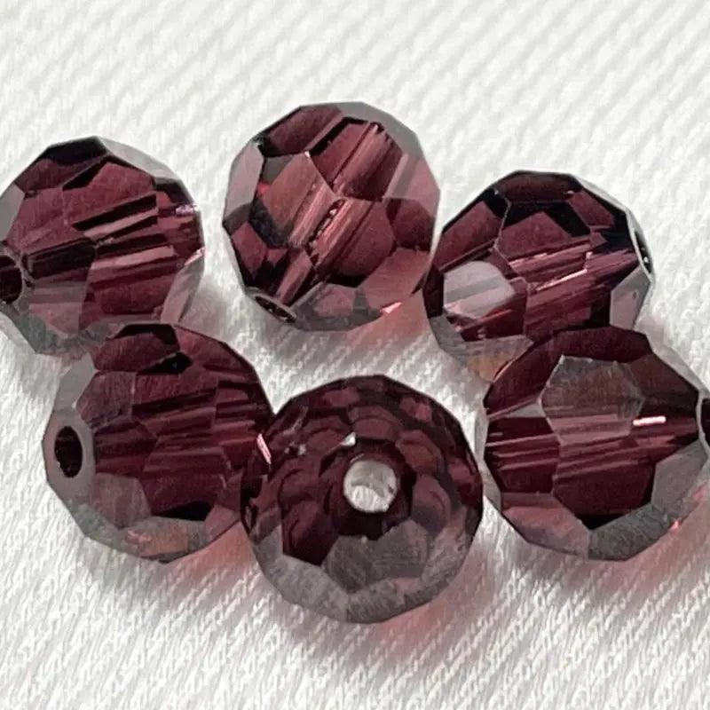 6 Burgundy Round Swarovski Crystal Beads - Sea Beads