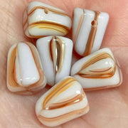6 Carmel Vanilla Czech Gumdrop Glass Beads - Sea Beads