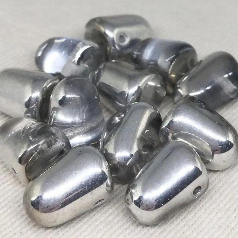 6 Clear Silver Czech Gumdrop Glass Beads - Sea Beads